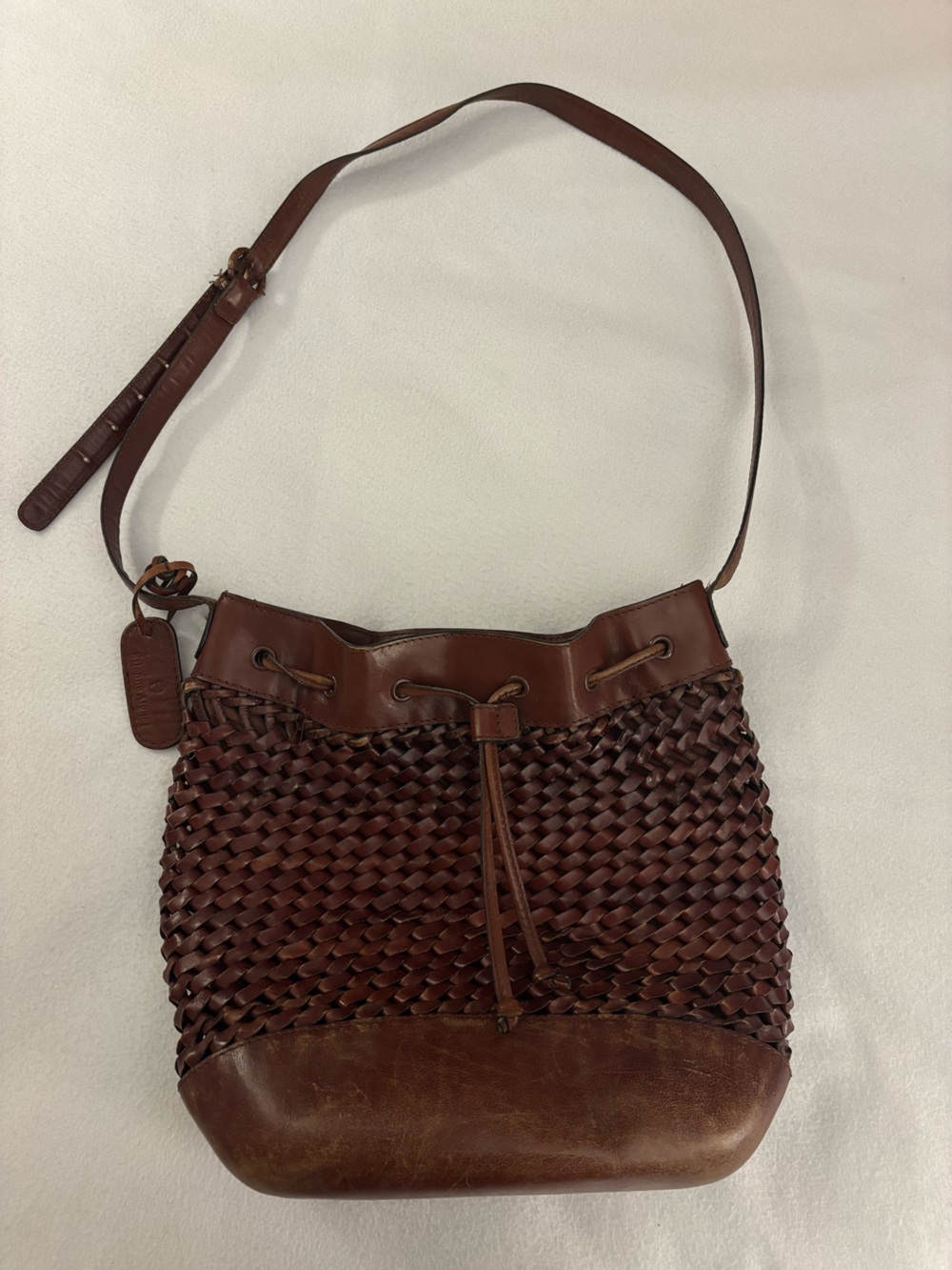 Etienne Aigner Leather Woven Bucket Bag - Brown